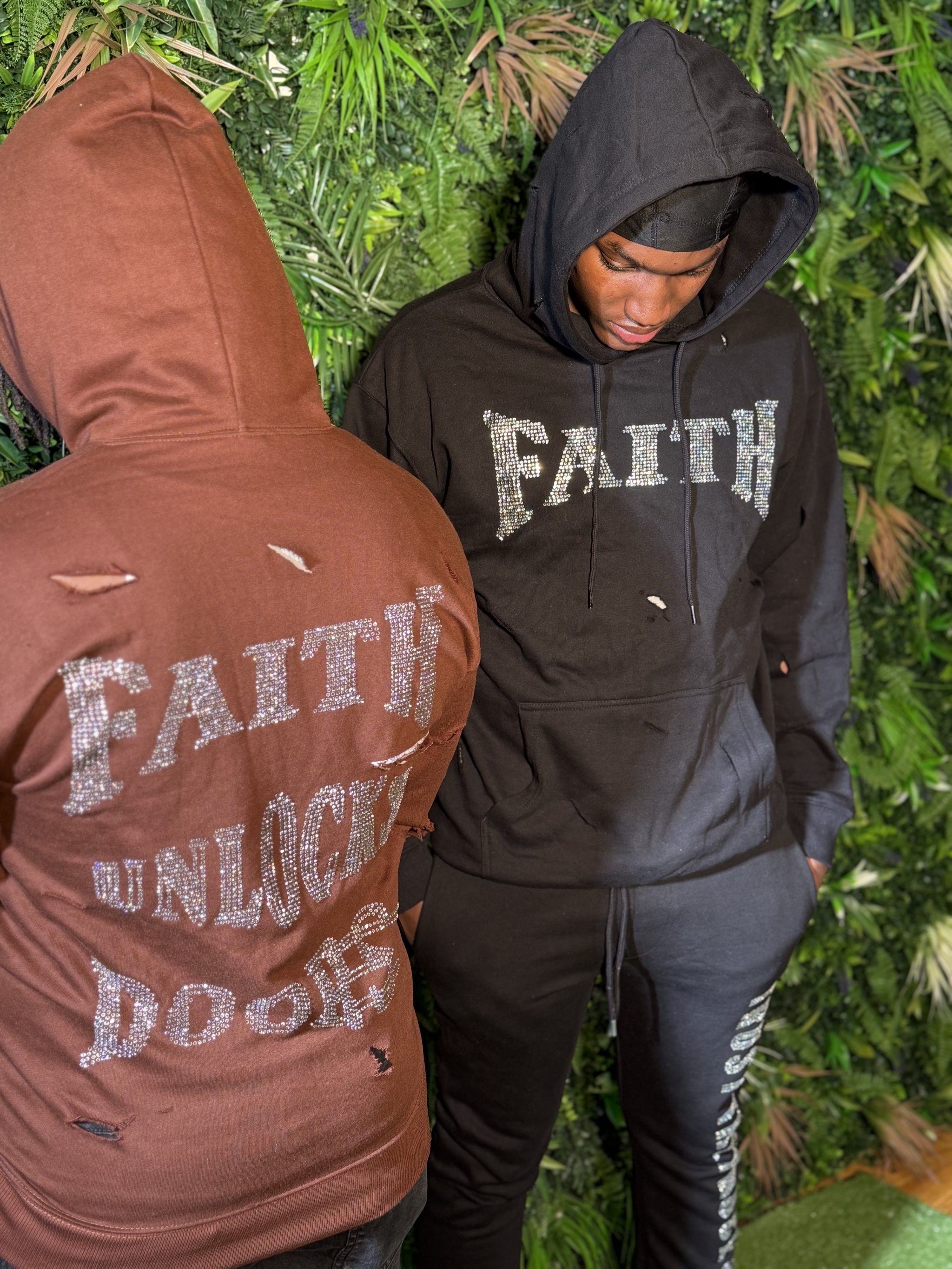 FAITH UNLOCK DOORS RHINESTONE HOODIE – Shopsaleté