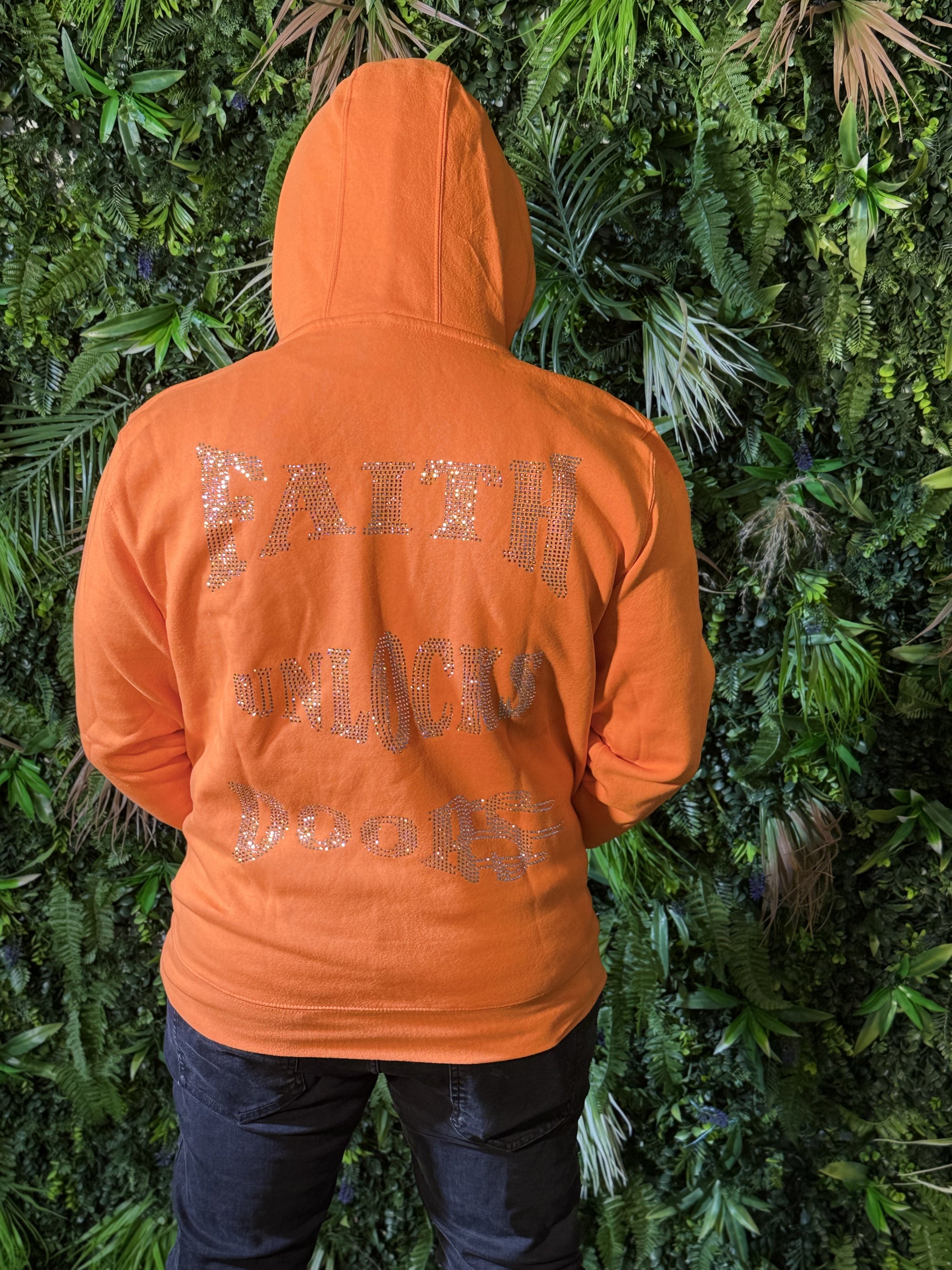 FAITH UNLOCK DOORS RHINESTONE HOODIE – Shopsaleté